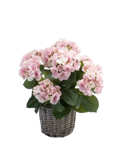 Künstliche Hortensie - Lennard, 45 cm, Kunstblume von aplanta, inkl. Dekotopf, in Natur, für drinnen