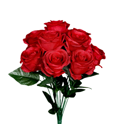 Künstlicher Rosenstrauß - Shiro, 40 cm, Kunstblume von aplanta, 11 Blüten, in Rot, für drinnen