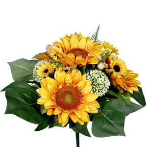 Künstlicher Sonnenblumen-Strauß - Tabea, 30 cm, Kunstblume von aplanta, in Gelb, für drinnen