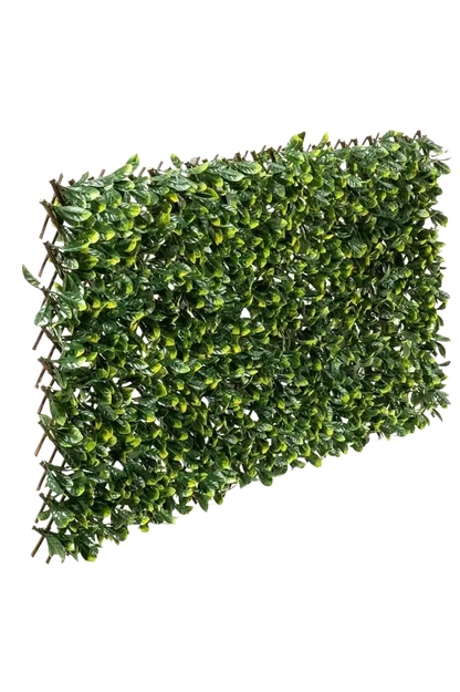 Künstliche Prunus Hecke - Nisa, 135 cm, Kunstpflanze von aplanta, UV-beständig, in Natur, für draußen