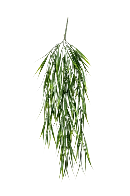 Hochwertiges Kunstgras auf transparentem Hintergrund mit echt wirkenden Kunstblättern in natürlicher Anordnung. Künstliches Hänge-Gras - Luise hat die Farbe Grün und ist 80 cm hoch. | aplanta Kunstpflanzen