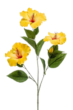 Künstlicher Hibiskus Zweig - Mara, 82 cm, Kunstblume von aplanta, in Gelb, für drinnen