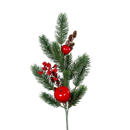 Künstlicher Tannenzweig mit Beeren und Zapfen – Zion | 51 cm