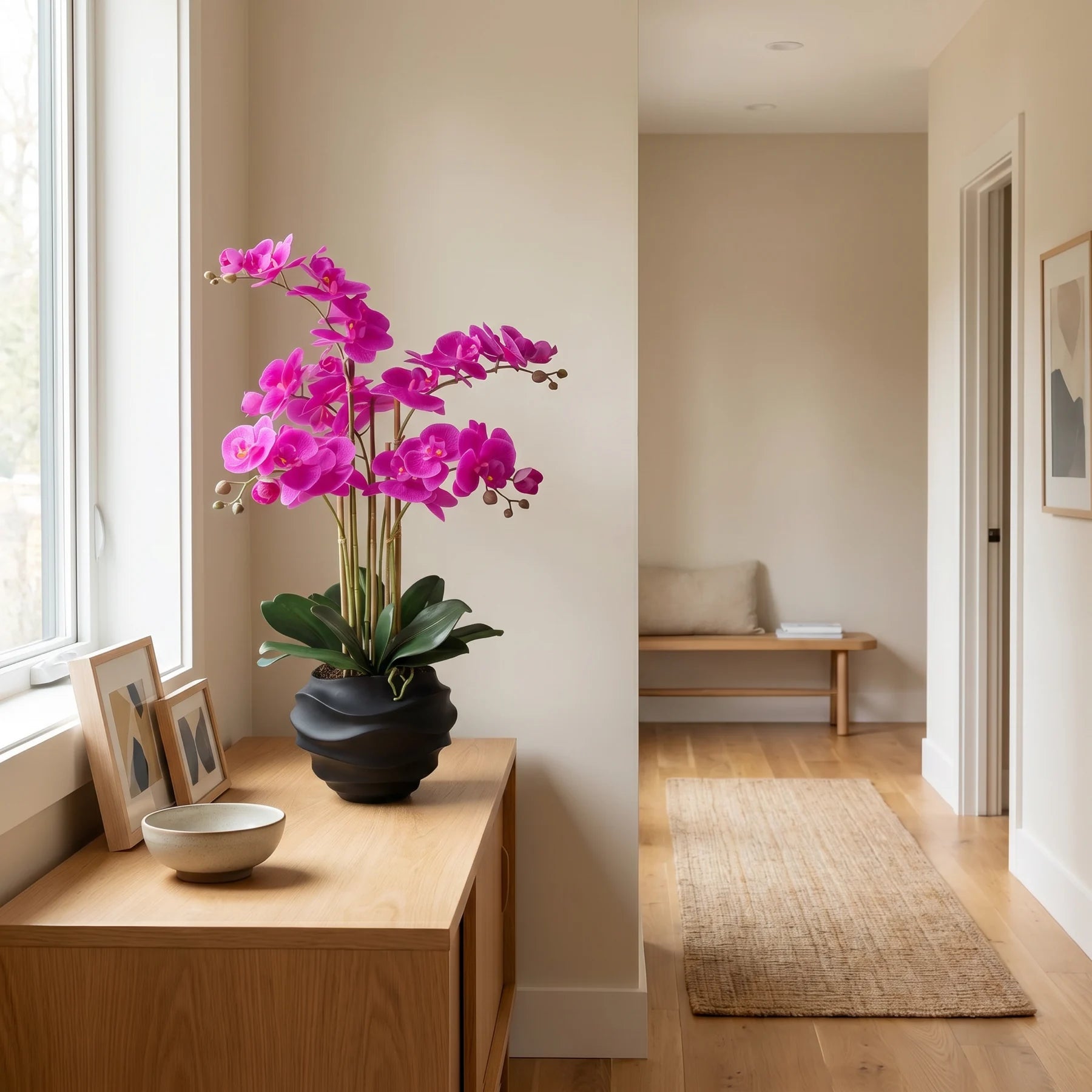 Künstliche Orchidee - Li, 66 cm, Kunstblume von aplanta, inkl. Dekotopf, in Lila, für drinnen