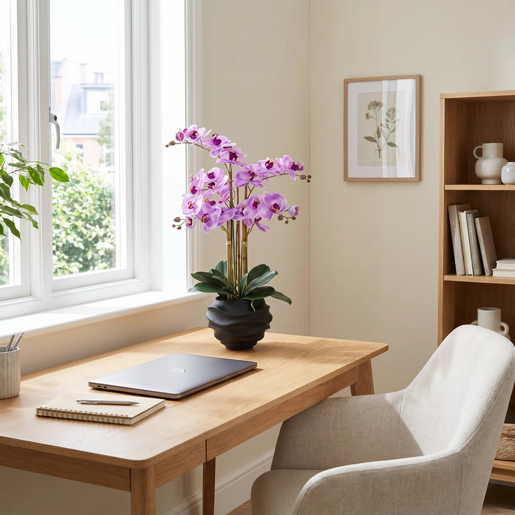 Künstliche Orchidee - Lien, 66 cm, Kunstblume von aplanta, inkl. Dekotopf, in Lila, für drinnen