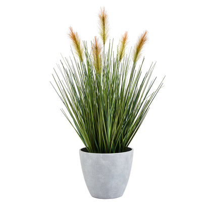 Künstliches Gras - Lysander, 46 cm, Kunstpflanze von aplanta, mit Fruchtstamm, in Grün, für drinnen