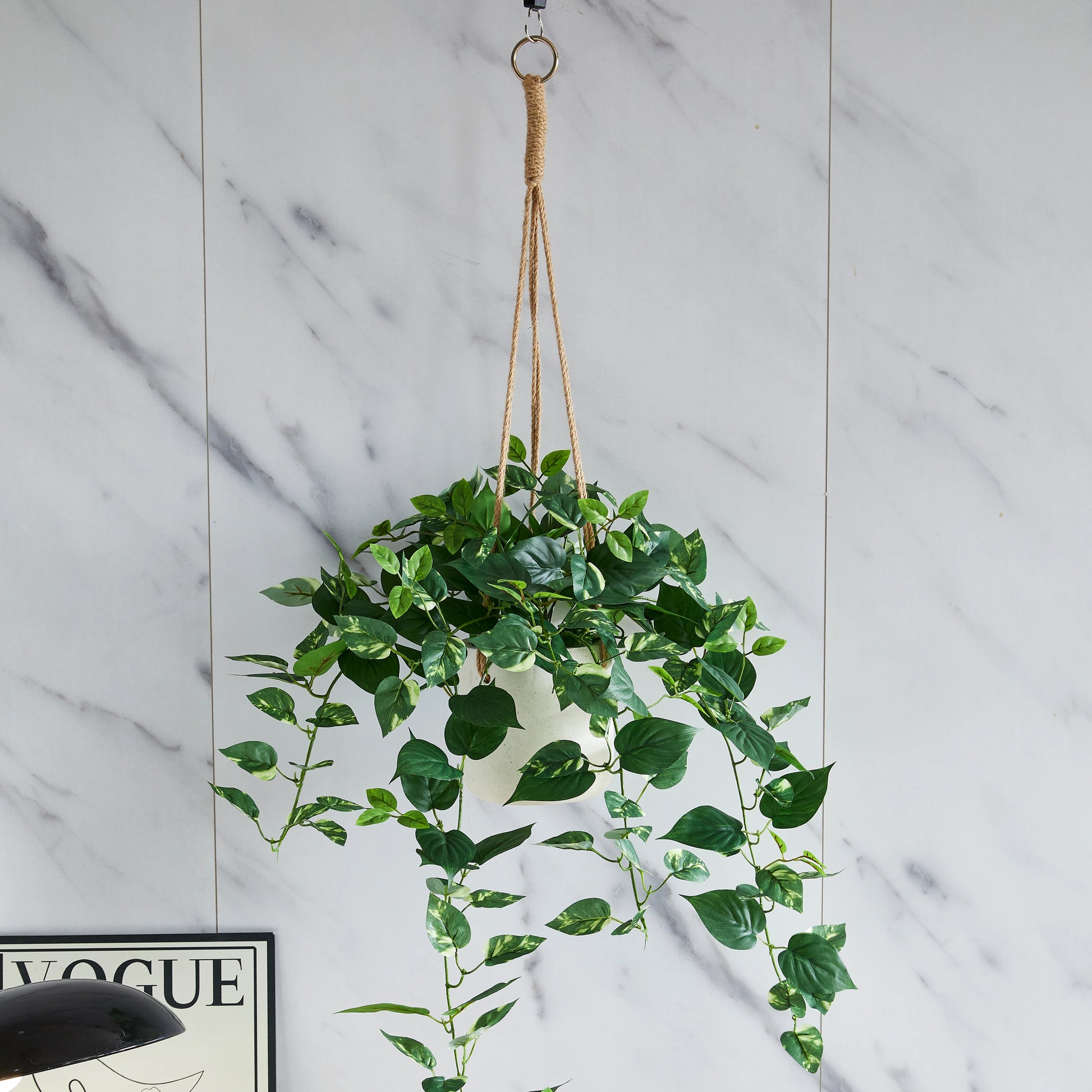 Künstlicher Hänge-Pothos - Cornelius, 80 cm, Kunstpflanze von aplanta, Steckpflanze, in Grün, für drinnen