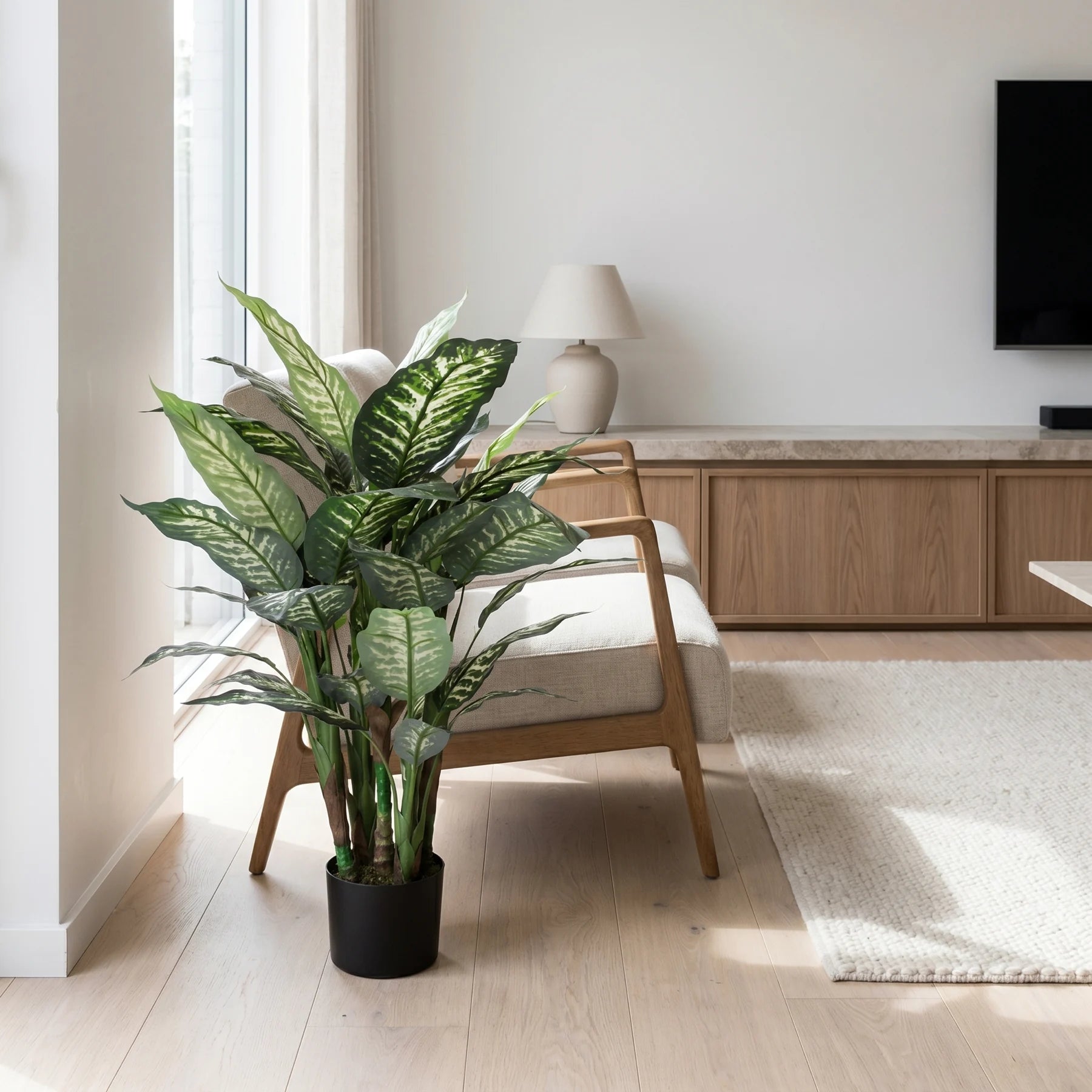 Künstliche Dieffenbachia - Calienne, 70 cm, Kunstpflanze von aplanta, in Natur, für drinnen