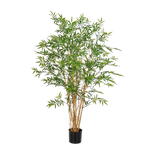 Künstlicher Bambus - Mina, 150 cm, Kunstbaum von aplanta, UV-beständig, mit Echtholzstamm, im schwarzen Topf, in Natur