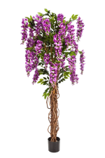 Künstlicher Blauregen - Rita auf transparentem Hintergrund mit echt wirkenden Kunstblättern. Diese Kunstpflanze gehört zur Gattung/Familie der "Blauregen" bzw. "Kunst-Blauregen".