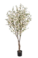 Künstlicher Kirschbaum - Willi, 170 cm, Kunstbaum von aplanta, mit Echtholzstamm, in Creme, für drinnen