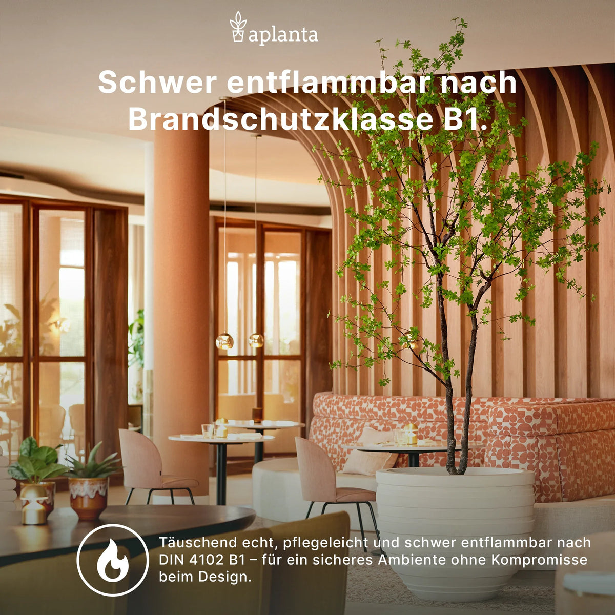 Künstliches Gras - Margit, 44 cm, Kunstpflanze von aplanta, feuerhemmend, B1-zertifiziert, in Lila, für drinnen