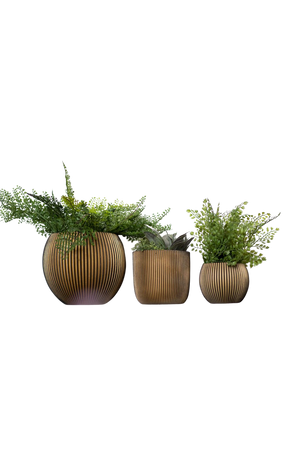 Blumentopf Kugel Groove 25x23 Gold Schwarz