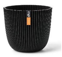 Blumentopf Kugel Groove 16,5x15 Schwarz