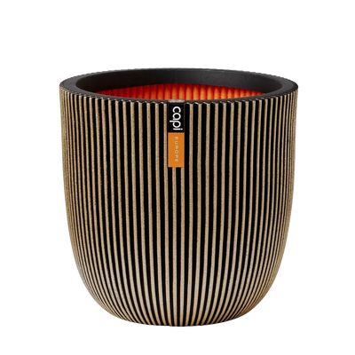 Blumentopf Kugel Groove schwarz gold | 35x34 cm