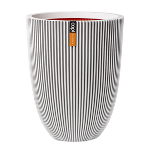 Pflanztopf elegant niedrig Groove elfenbein, 34x46cm, Pflanzkübel von aplanta, für drinnen & draußen