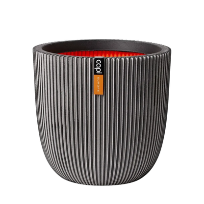 Übertopf Kugel Groove anthrazit | 35x34 cm