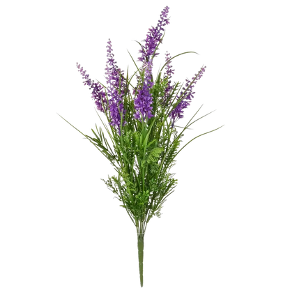 Künstliches Gras - Margit, 44 cm, Kunstpflanze von aplanta, feuerhemmend, B1-zertifiziert, in Lila, für drinnen