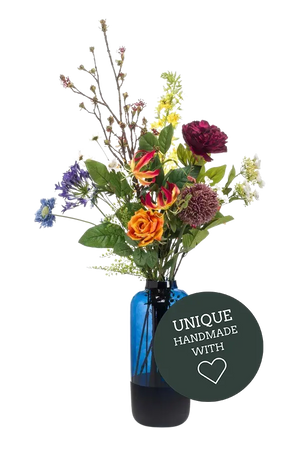 Künstlicher XL Blumenstrauß - Rafaela auf transparentem Hintergrund mit echt wirkenden Kunstblättern. Diese Kunstpflanze gehört zur Gattung/Familie der "Blumensträuße" bzw. "Kunst-Blumensträuße".