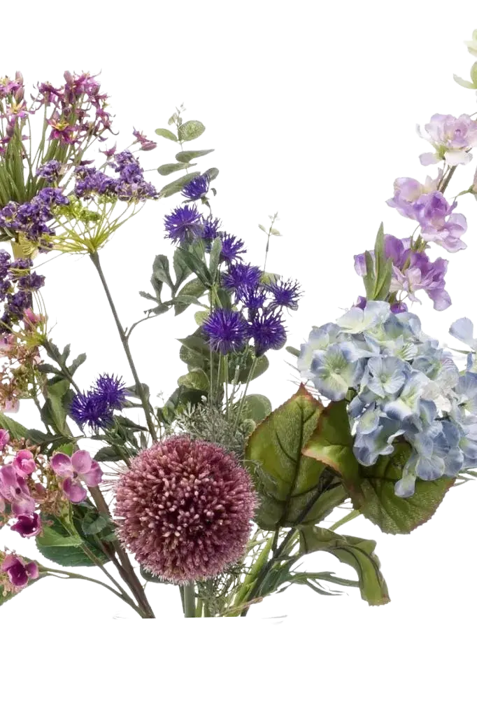 Künstlicher XL Blumenstrauß - Elena auf transparentem Hintergrund, als Ausschnitt fotografiert, damit die Details der Kunstpflanze bzw. des Kunstbaums noch deutlicher zu erkennen sind.