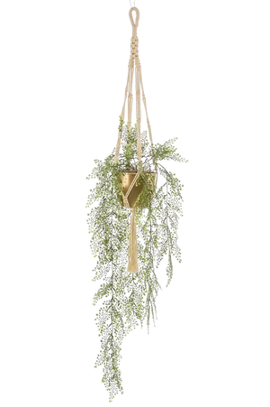 Hochwertige künstliche Hängepflanze auf transparentem Hintergrund mit echt wirkenden Kunstblättern in natürlicher Anordnung. Künstlicher Frauenhaarfarn - Rapunzel hat die Farbe Natur und ist 105 cm hoch. | aplanta Kunstpflanzen